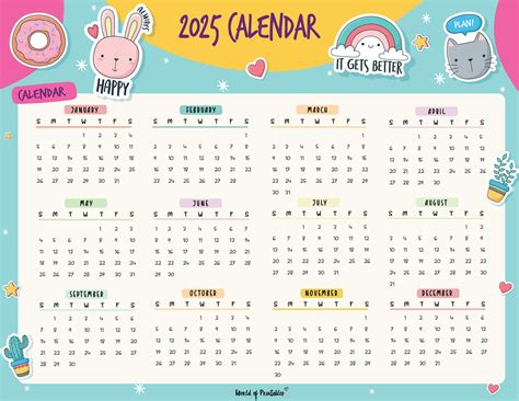Free Printable Cute Calendar 2025 | Calendars 2025