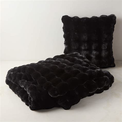 Farleigh Black Faux Fur Throw Pillow with Down-Alternative Insert 20 ...