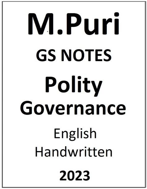 M Puri Governance And Polity Handwritten Notes In English For IAS Mains ...