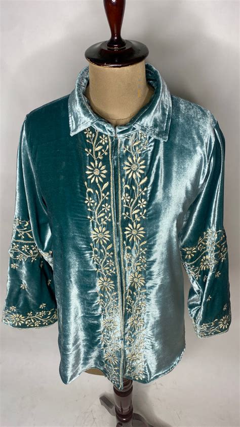 Hand-Embroidered Velvet Shirts - Elegant Winter Wear | Jaspra