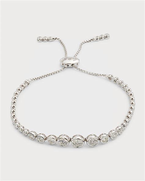 Cassidy Diamonds 18K White Gold Adjustable Diamond Bezel Bracelet ...