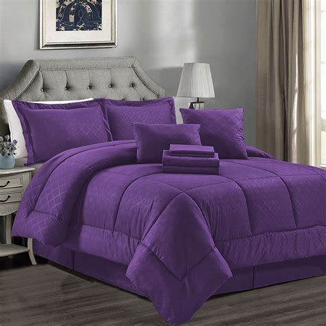 JML Purple King Comforter Set - 10 Pieces Bedding Set Bed in a Bag with ...
