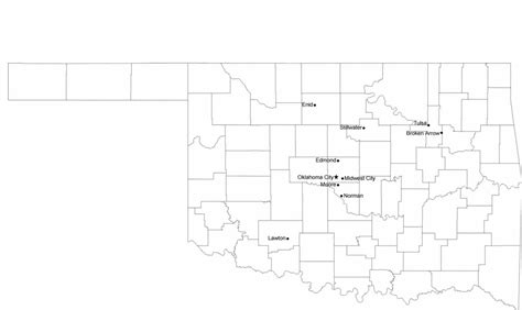 Map of Oklahoma Cities with City Names Free Download