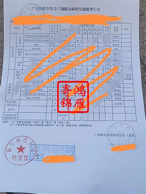 广西师范学院（南宁师范大学）研究生中文成绩单打印案例_服务案例_鸿雁寄锦