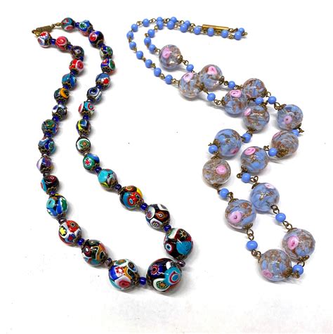 Lot - Two Murano Glass Bead Necklaces