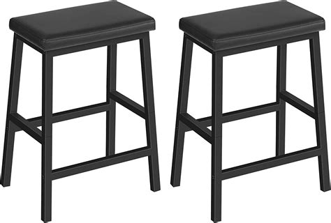 INDIAN DECOR 65162 Bar Stools, Set of 2 Bar Chairs, PU Leather ...
