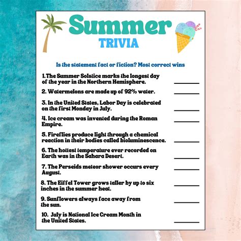 Summer Trivia Quiz Game | Printable Kids Activities | Summer Family ...
