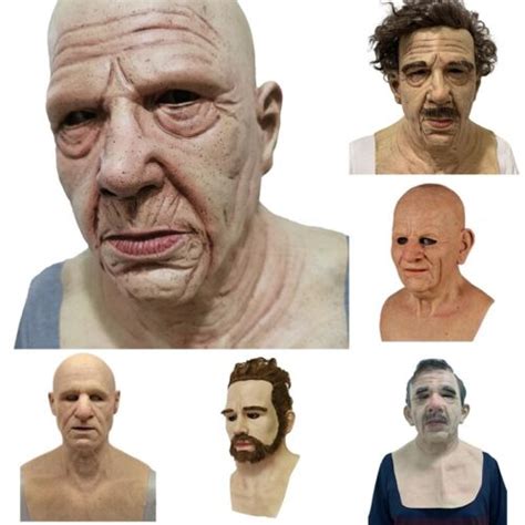 Buy Latex Old Man Mask Male Disguise Cosplay Costume Halloween ...