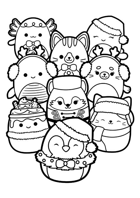 Winter Squishmallow characters - Squishmallow Coloring Pages