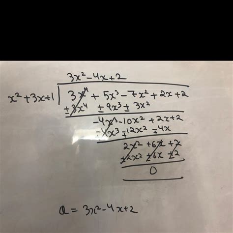 divide 3x^4+5x^3-7x^2+2x+2 by x^2+3x+1 - Brainly.in