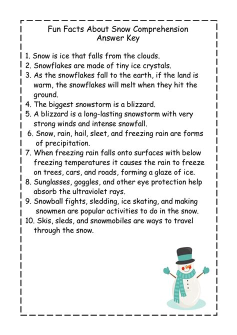 Fun Facts About Snow Reading Comprehension Passage | Made By Teachers