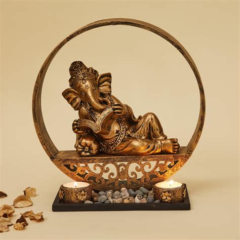 Buy Renaissance Polyresin Ganesha Figurine with T-Light Holder from ...