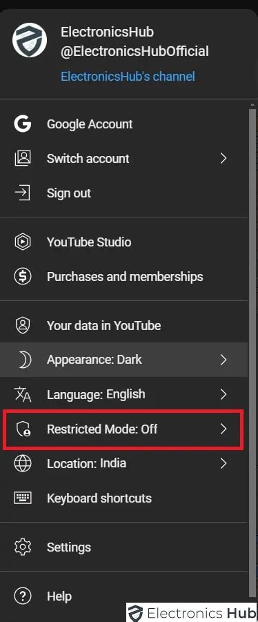 Image result for Disable Restricted Mode