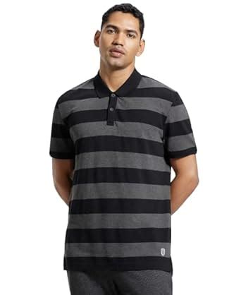 Jockey Men's Regular Fit Super Combed Cotton Rich Striped Polo T-Shirt ...
