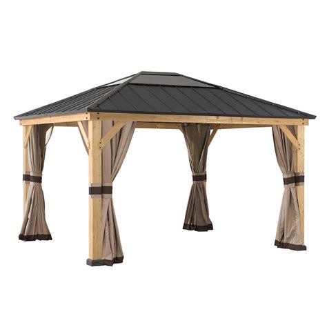 Sunjoy 13.0-ft x 7.22-ft Brown Gazebo curtains in the Gazebo Parts ...