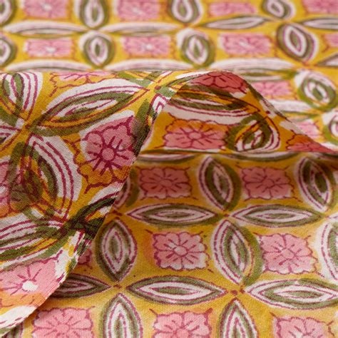 Buy Multi Color Geometric Pattern Bagru Hand Block Printed Cotton ...