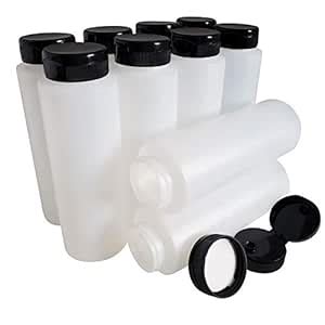 kelkaa 8oz HDPE Plastic Squeeze Bottles with Wide Mouth Opening, Black ...