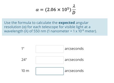 Image result for Angular Resolution Formula