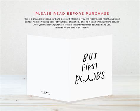 Instant Download Boobs Card, Funny Boobs Card, but First, Boobs, Cute ...