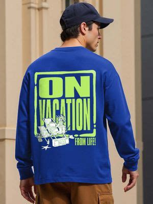 Buy Bewakoof Official Garfield Men's Blue On Vacation Graphic Printed ...