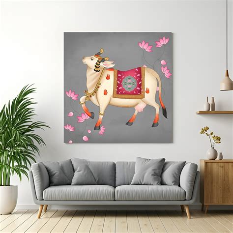 Kamdhenu Cow Pichwai Canvas – Vastu Wall Art for Home & Office – CIPHER ...