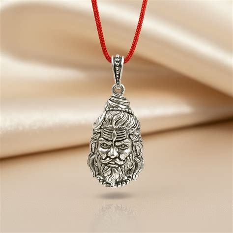 Silver Shiv Ji & Hanuman Ji Reversible Pendant – Unniyarcha