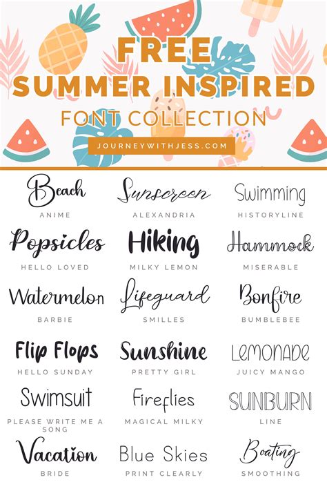 Free Font Collection: Summer Inspired Fonts — Journey With Jess ...