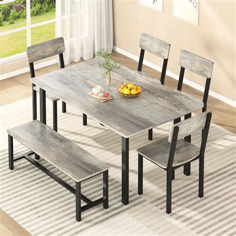 Oak Dining Table Metal Chairs Glass Top Table Set With 4 Faux Leather