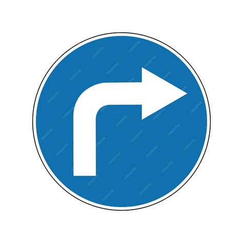 Premium Vector | Right turn sign Mandatory sign Round blue sign Right ...