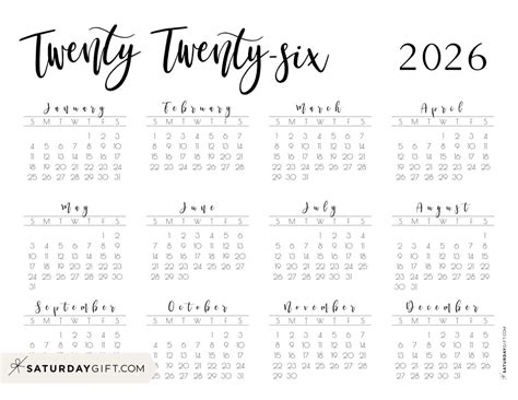 2026 Yearly Calendar Printable - 17 Cute & Free 2026 Annual Calendars