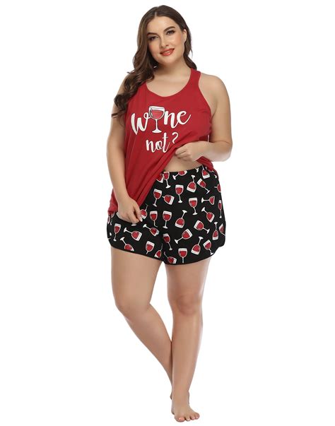 HDE Women's Plus Size Pajama Set Tank Top and Shorts Sleepwear PJ Sets ...