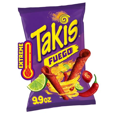 Takis Fuego 9.9 oz Sharing Size Bag, Hot Chili Pepper & Lime Rolled ...
