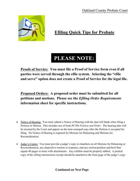Oakland County Probate Court Efiling Quick Tips for Probate â Page 1