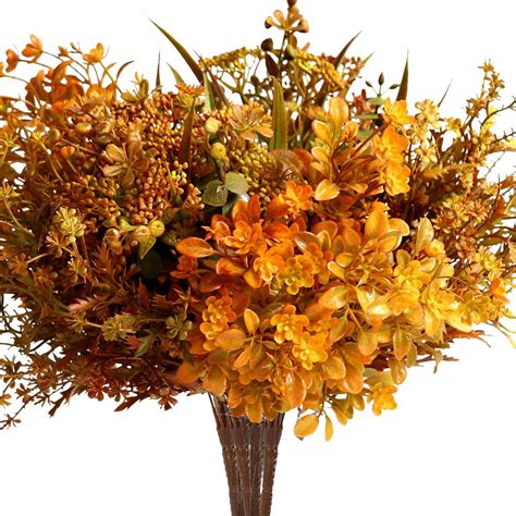 Amazon.com: YIBUKIY 6 Bundles Artificial Fall Flowers Fall Mums, No ...