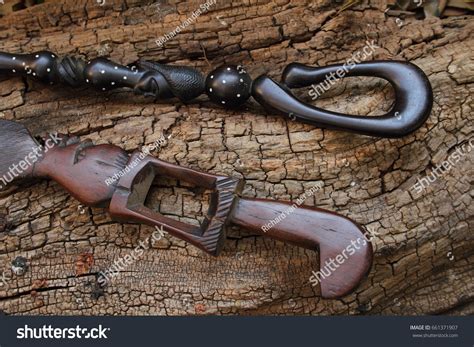 Traditional African Walking Sticks Carved Wood Stock Photo 661371907 ...