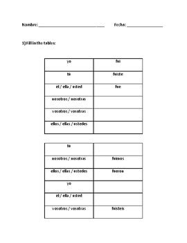 SER Simple Past Tense Conjugation Worksheets | Preterite | Verbo SER