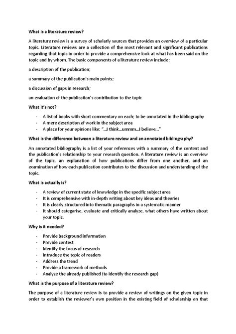 Literature review: Meaning and uses - What is a literature review? A ...