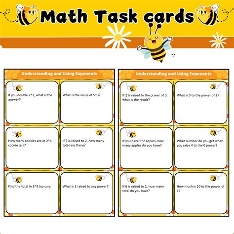 Understanding and Using Exponents | Math Task Cards – PrintableBazaar