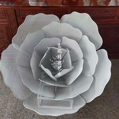 不锈钢抽象玫瑰花 企业景观雕塑-宏通雕塑