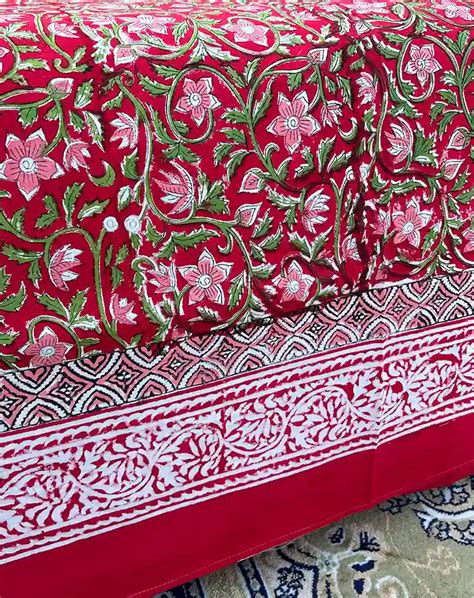 Laal Jaal Hand Block Printed Cotton Bedsheet
