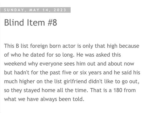 Blind Item 05/14/2023 : r/Gaylor_Swift
