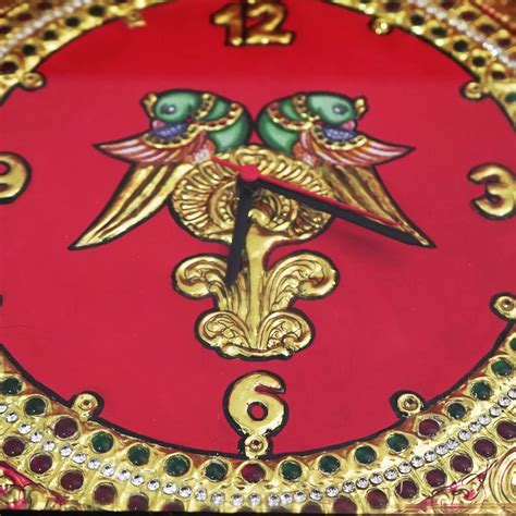 Tanjore Art Clock with Parrot Motifs | Tamil Nadu Wall Decor | Culturati