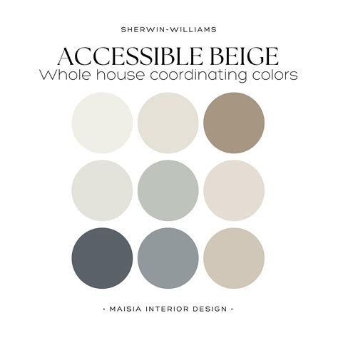 Accessible Beige paint color palette Sherwin Williams Color Palette whole house paint palette ...
