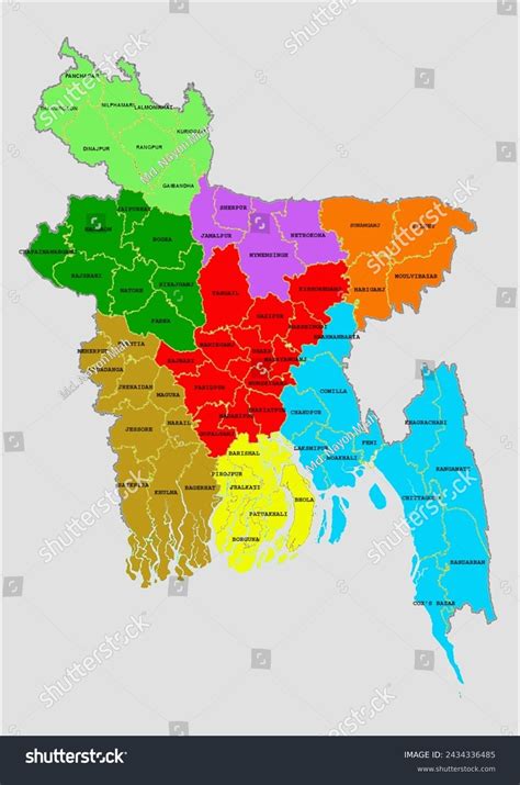 Hd Map Bangladesh All District Names Stock Illustration 2434336485 ...