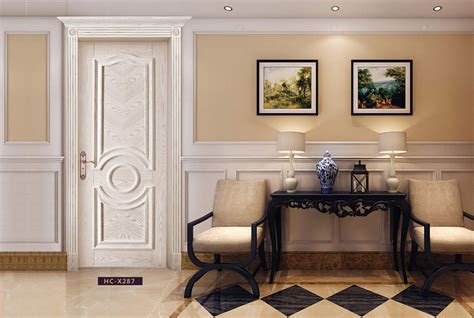 银白色客厅木门装修效果图 美帝诺木门图片-门窗网