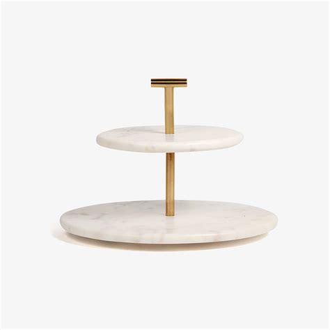Damas 2-Tier Cake Stand Marble Metal