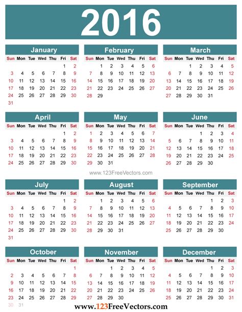 Yearly calendar 2016 to print HD | calendars 2018 kalendar 2018 ...