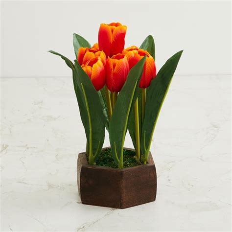 Buy Fiesta Orange Artificial Flower Potted Plant from Home Centre at ...