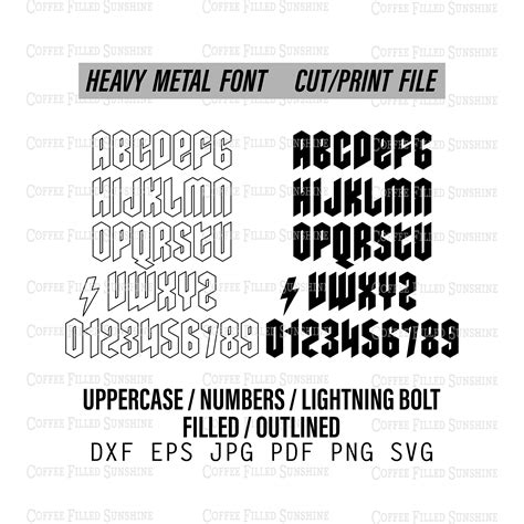 HEAVY METAL FONT - Rockband Letters, Svg Font, Digital Cut Print File ...
