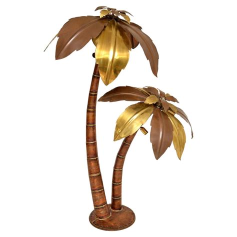 Palm Tree Floor Lamp Light Brass Gold Tropical Palm Beach Vintage at ...